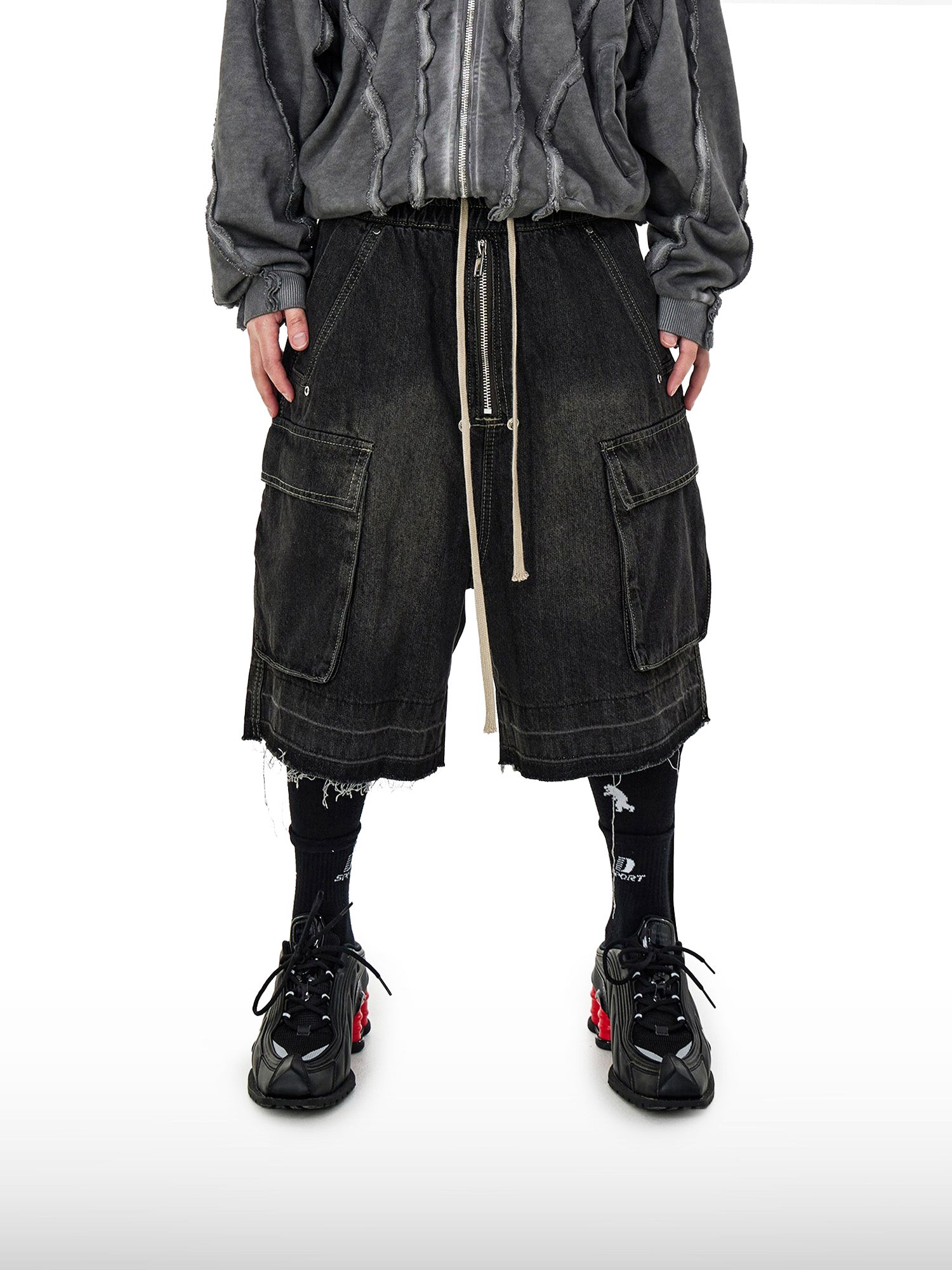 Denim shorts met trekkoord