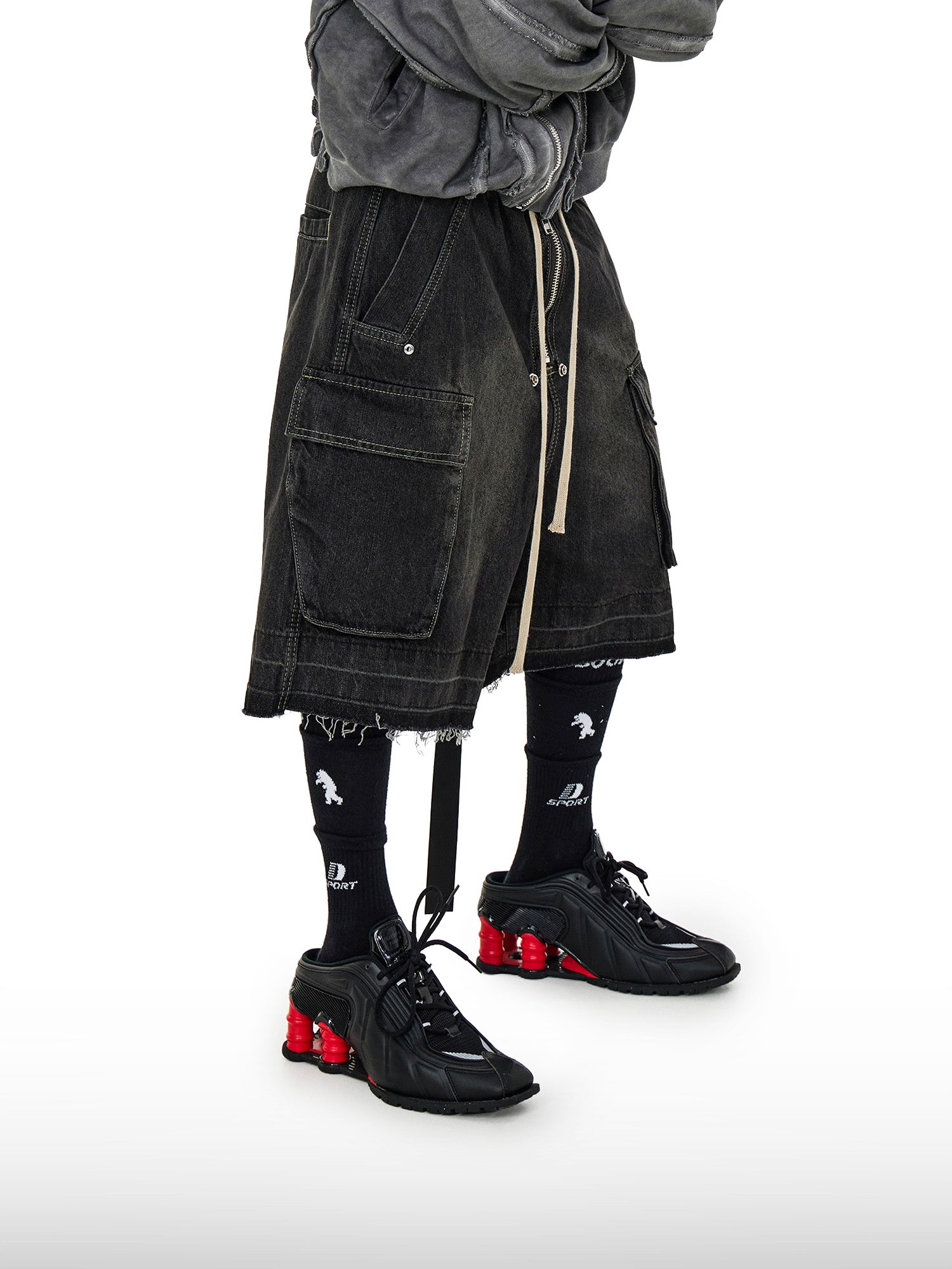Denim shorts met trekkoord