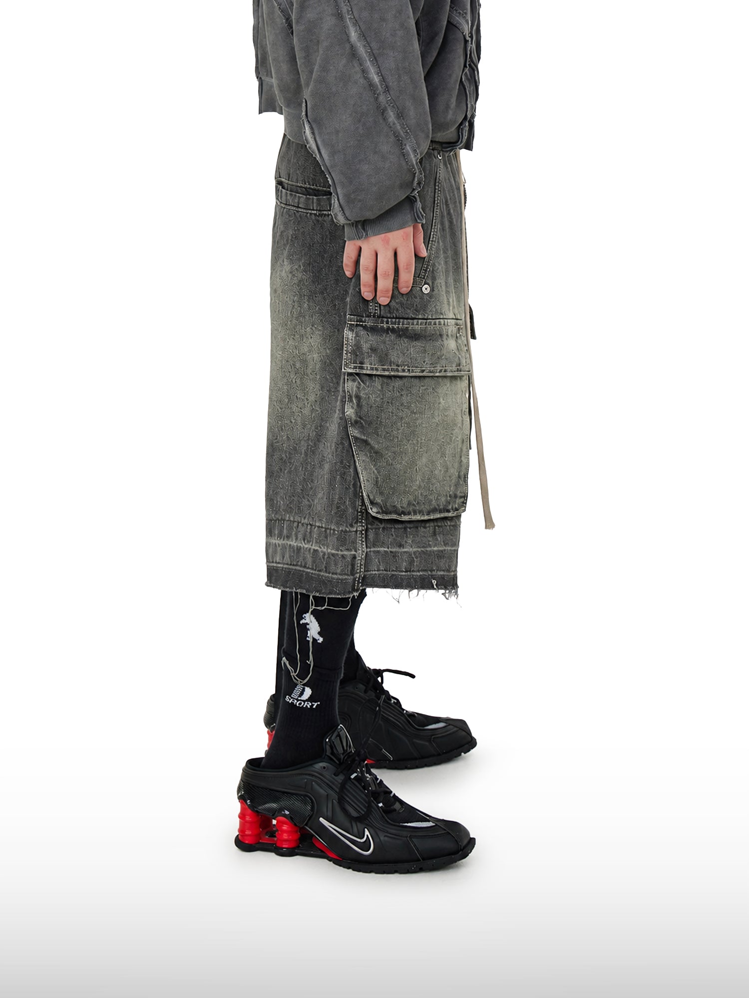 Denim shorts met trekkoord