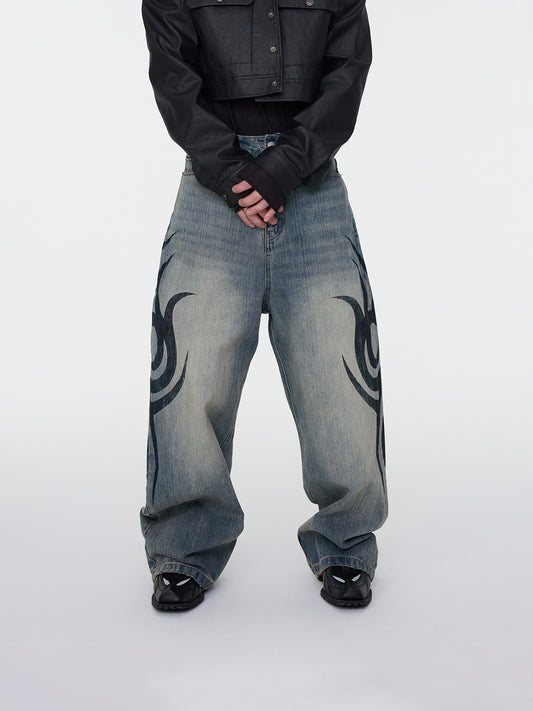 Faded Tribal Jeans