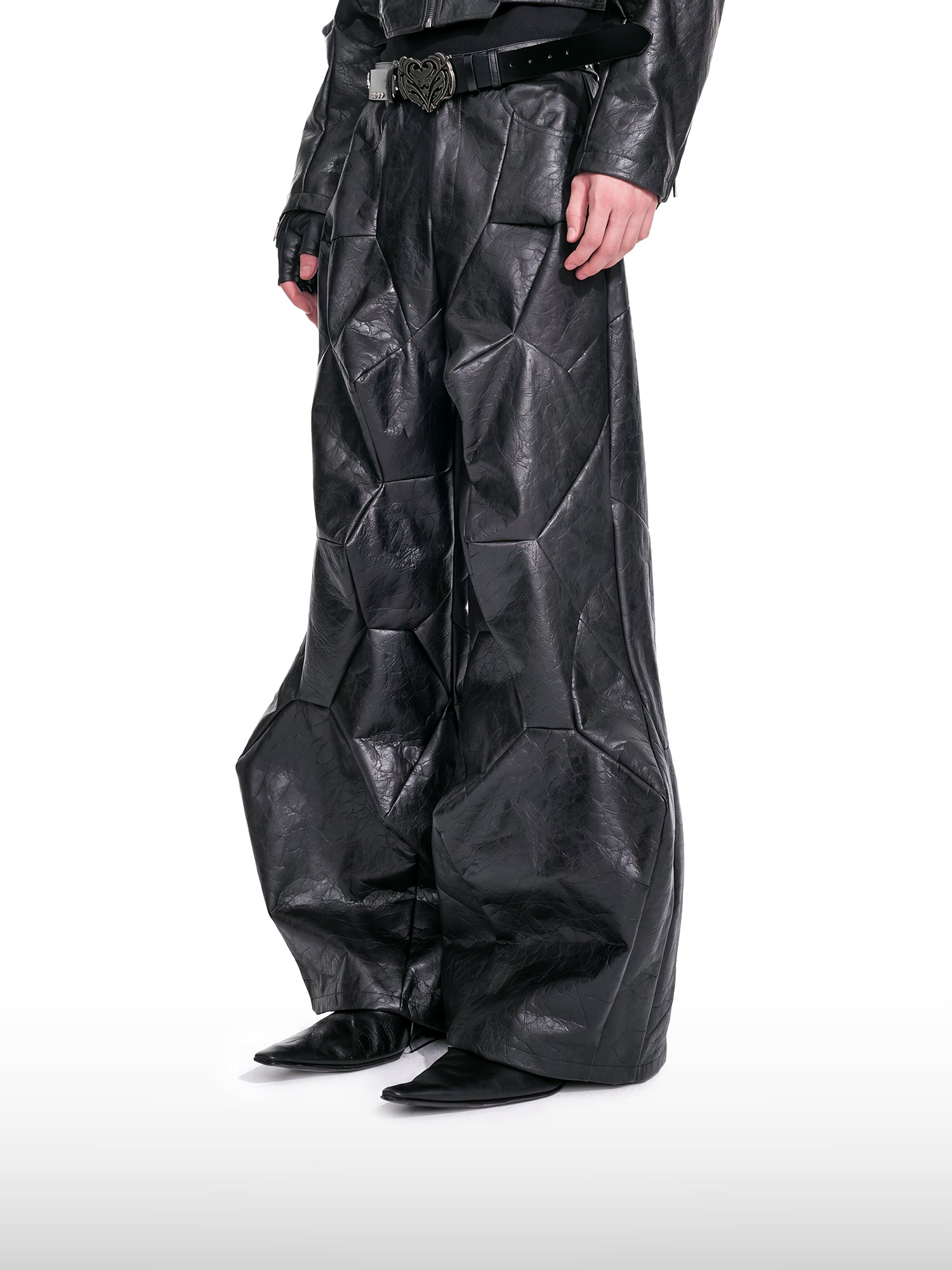 Architectural Panelled Leather Pants