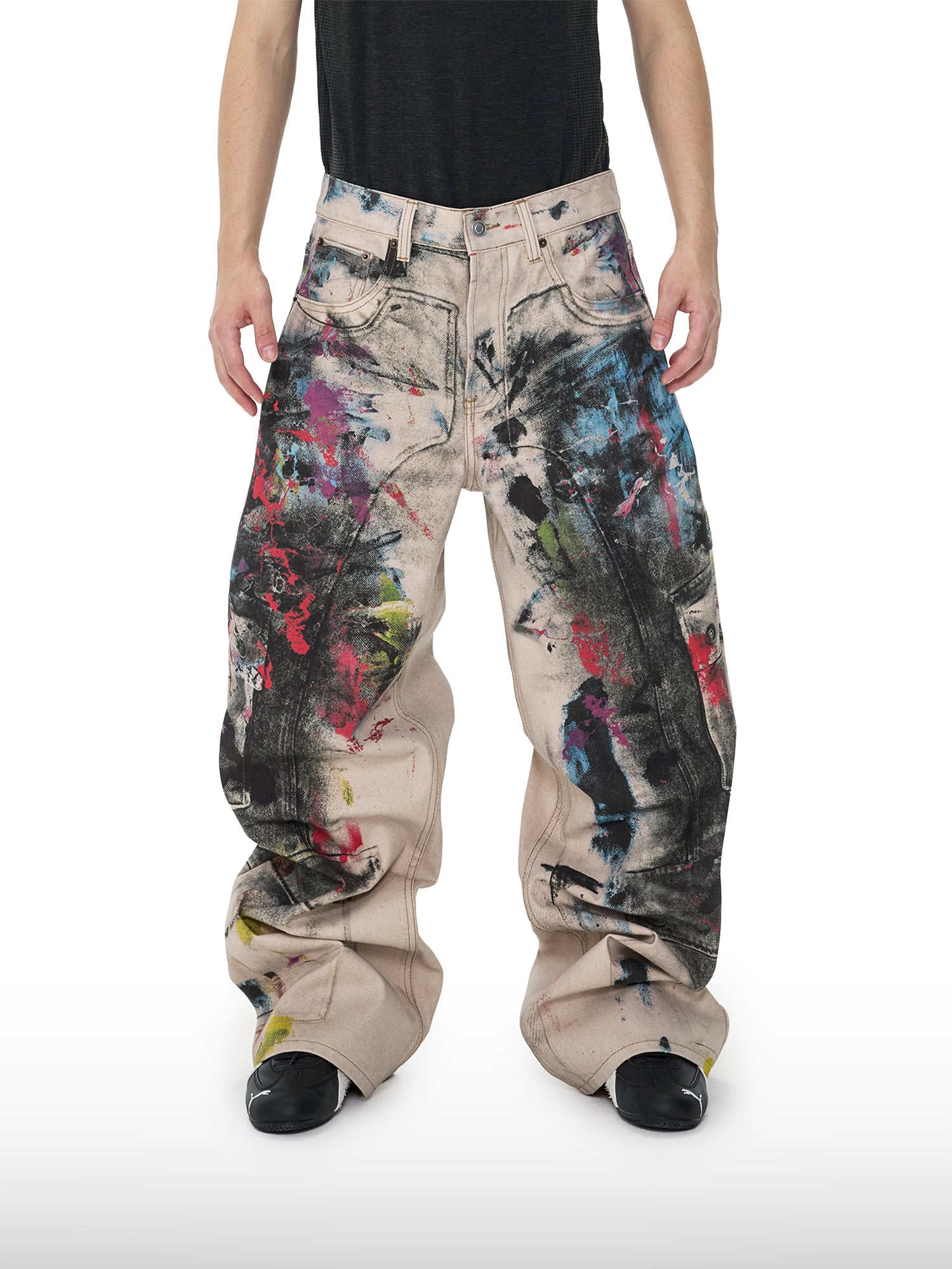 Jeans met graffiti-was