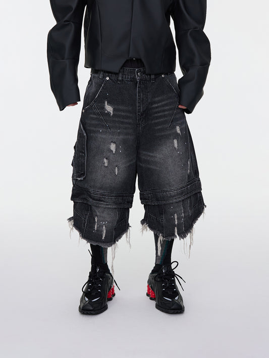 Grunge Denim Shorts