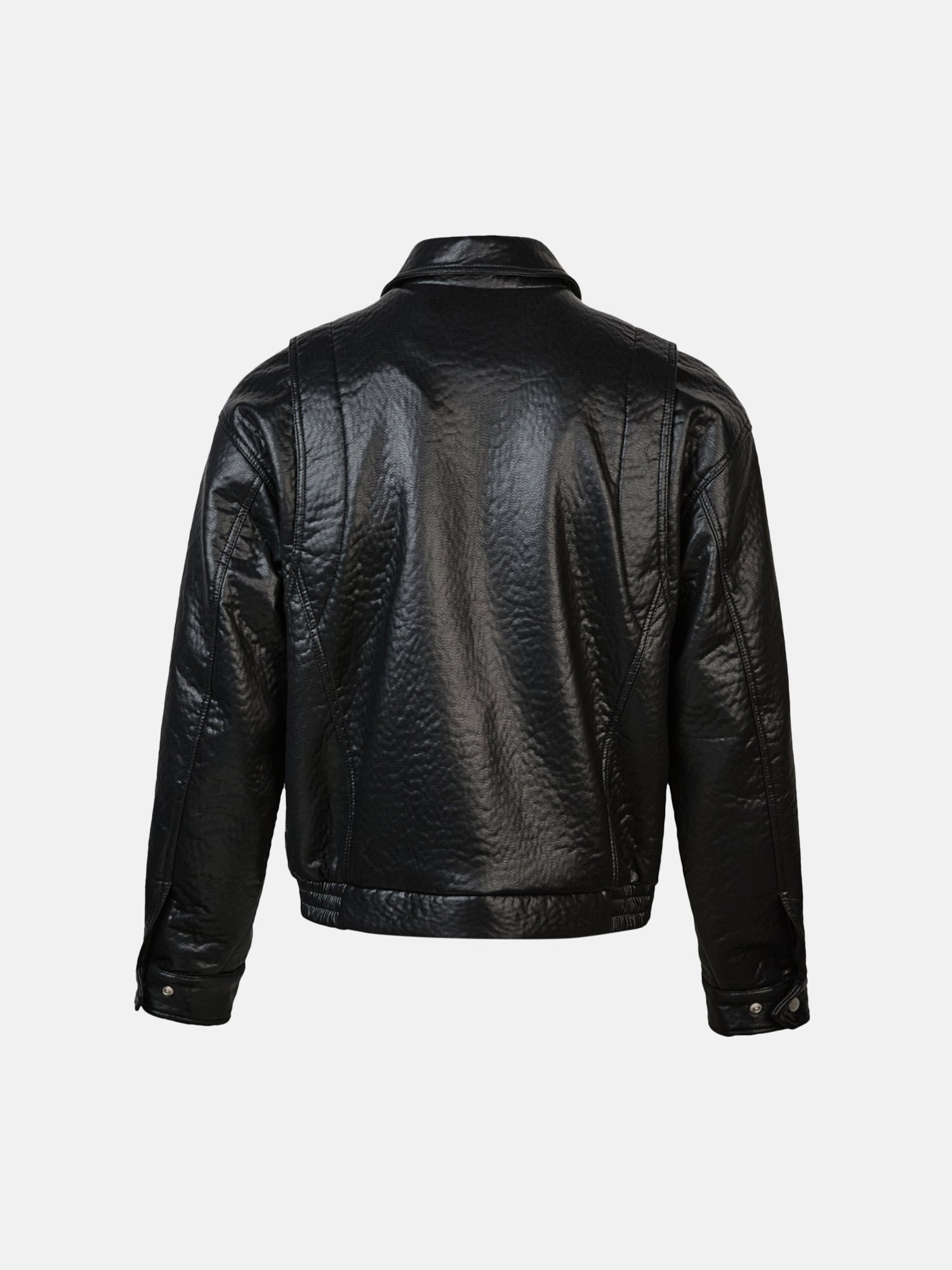 Chaqueta de cuero con detalles de cierre