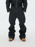 Matte schwarze Hose mit weitem Bein