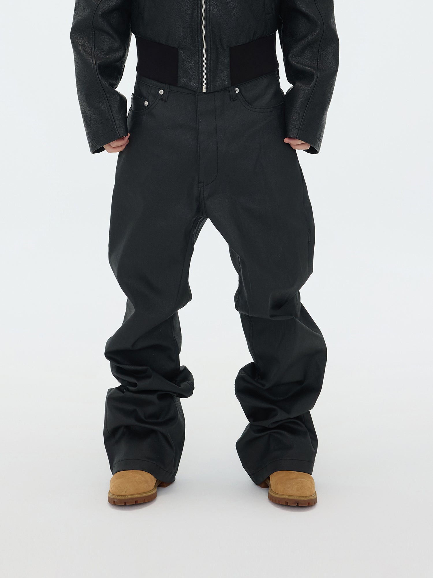 Matte Black Wide-Leg Pants