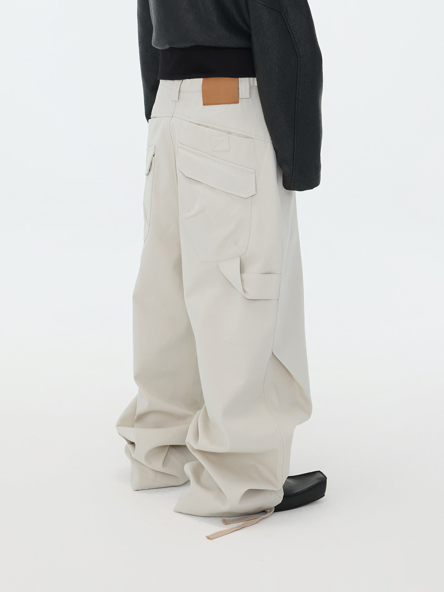 Beige Drawstring Utility Pants
