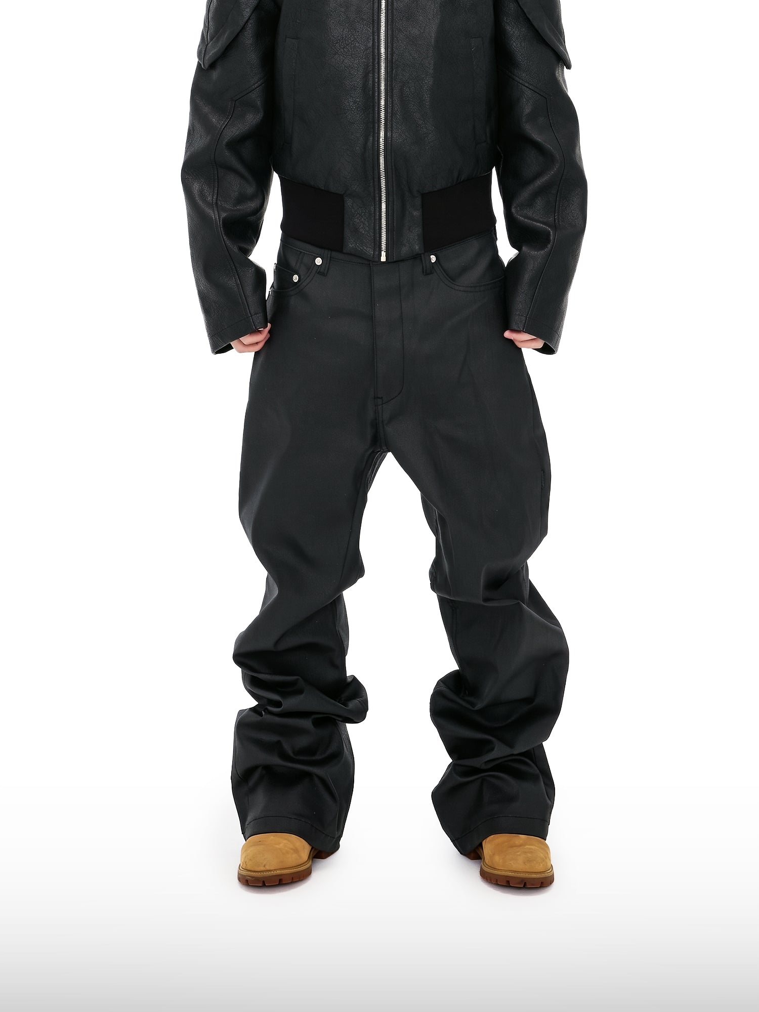 Matte zwarte wijde broek