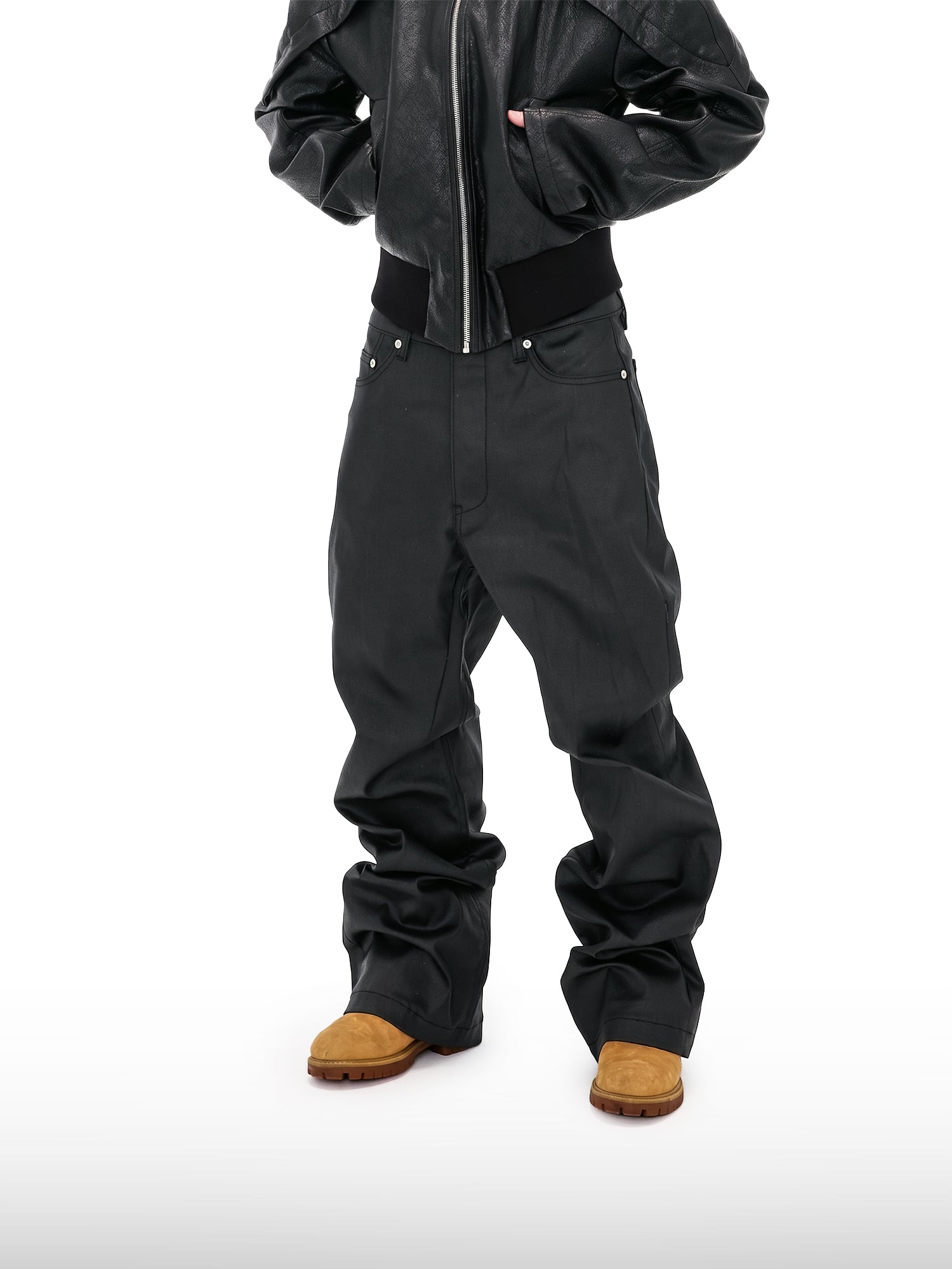 Matte zwarte wijde broek