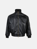 Bomber in pelle stropicciata stile moto