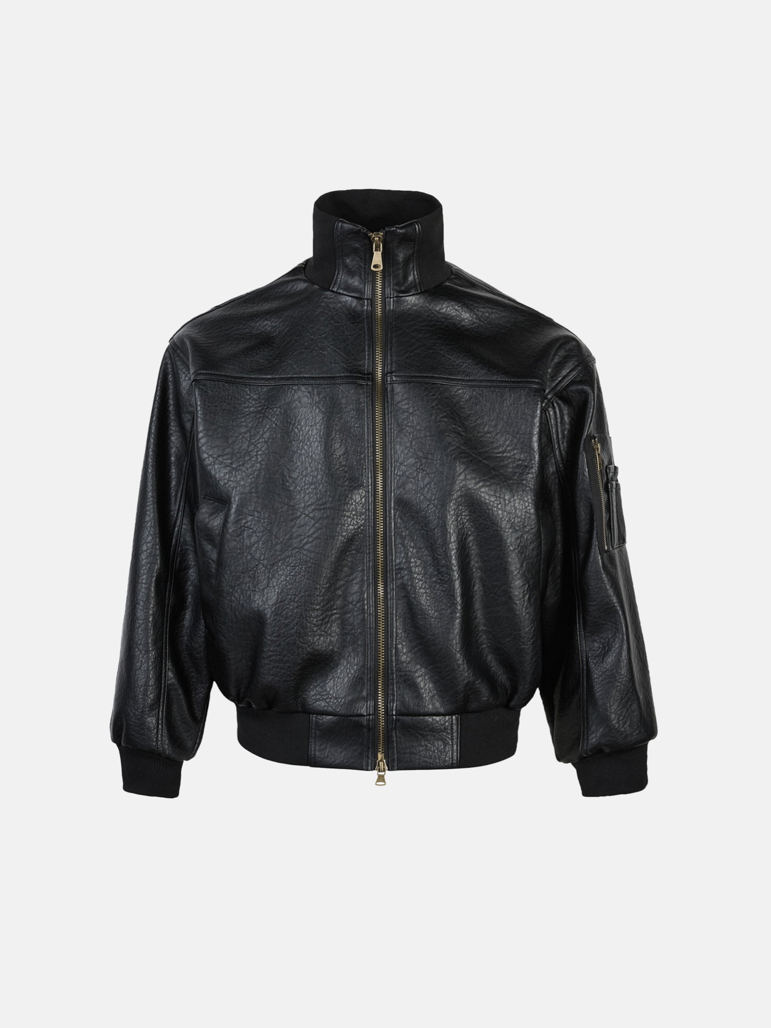 Bomber de cuero sintético arrugado estilo moto