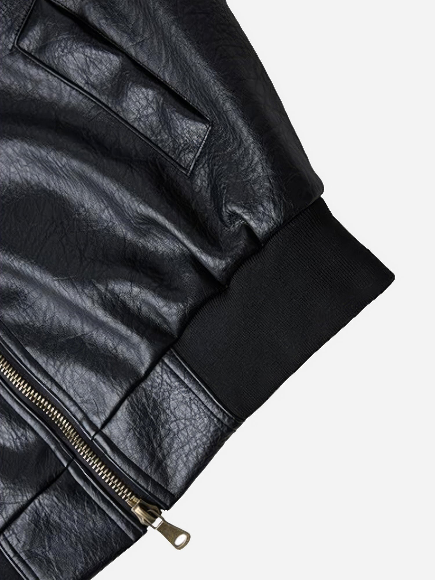 Bomber de cuero sintético arrugado estilo moto