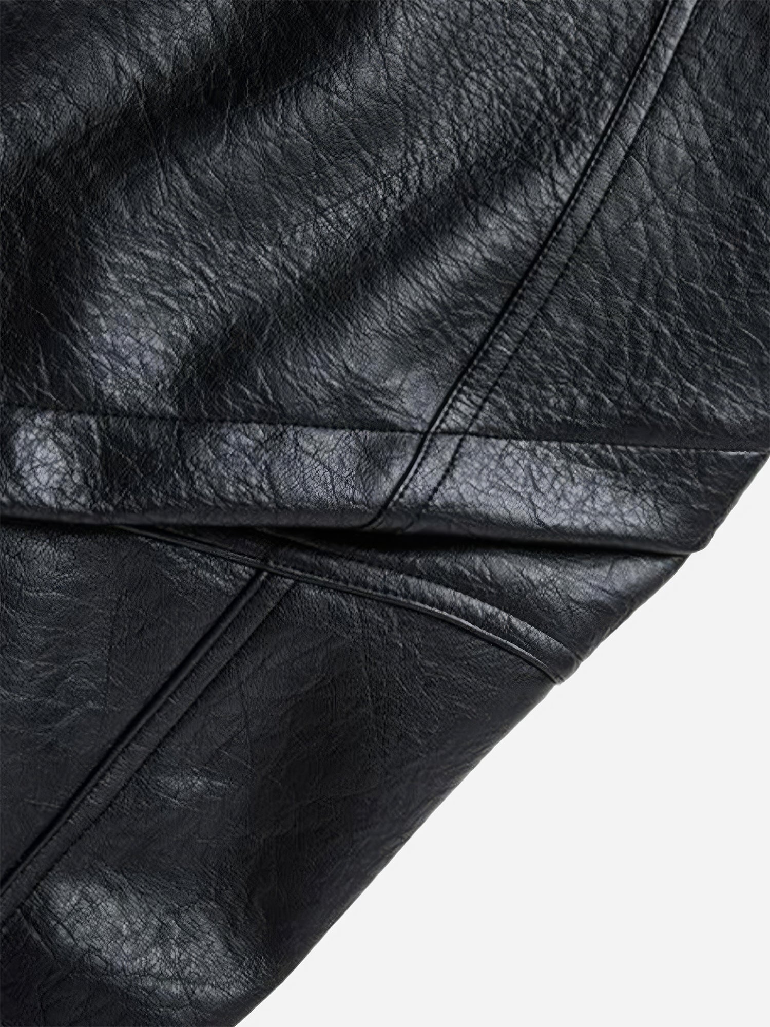 Bomber de cuero sintético arrugado estilo moto