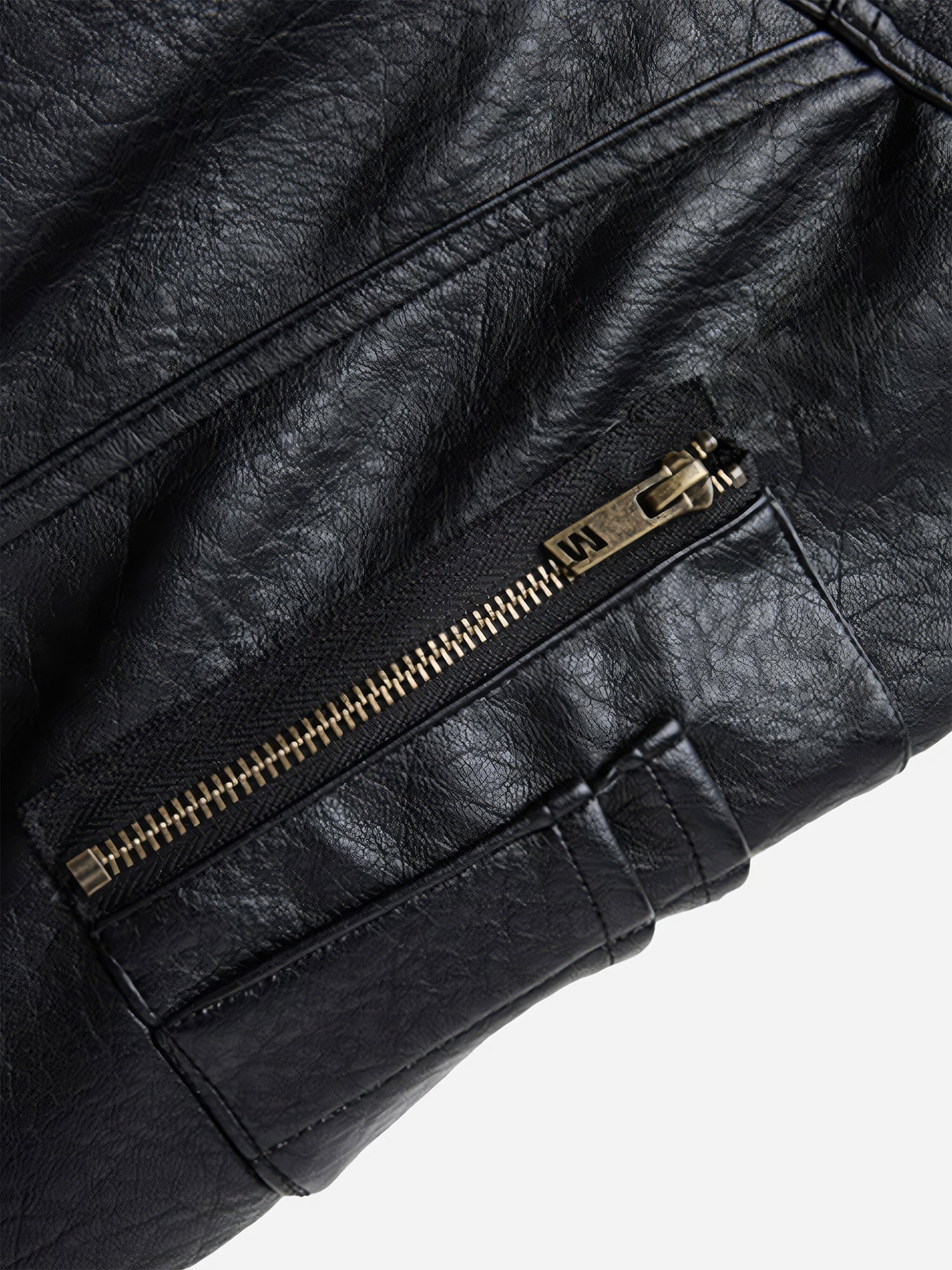 Bomber de cuero sintético arrugado estilo moto