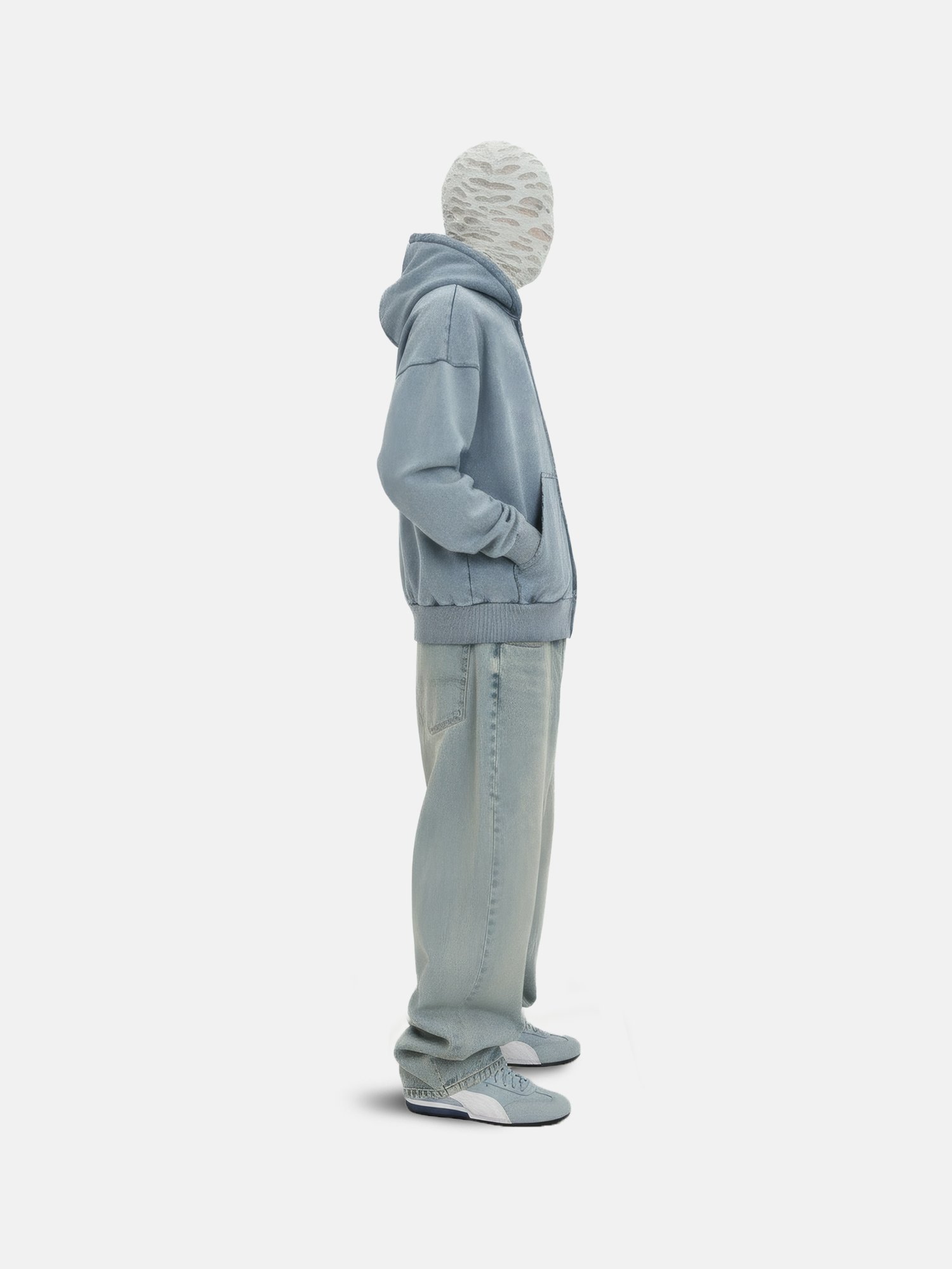 Sweat à capuche Patched Blue Zip