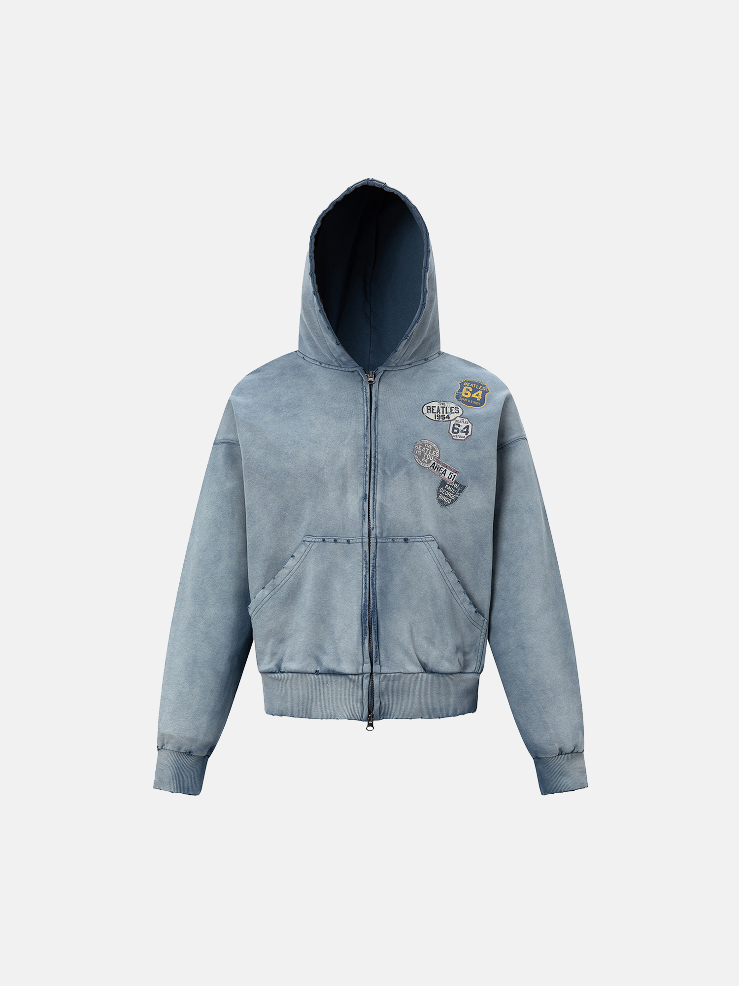 Sweat à capuche Patched Blue Zip