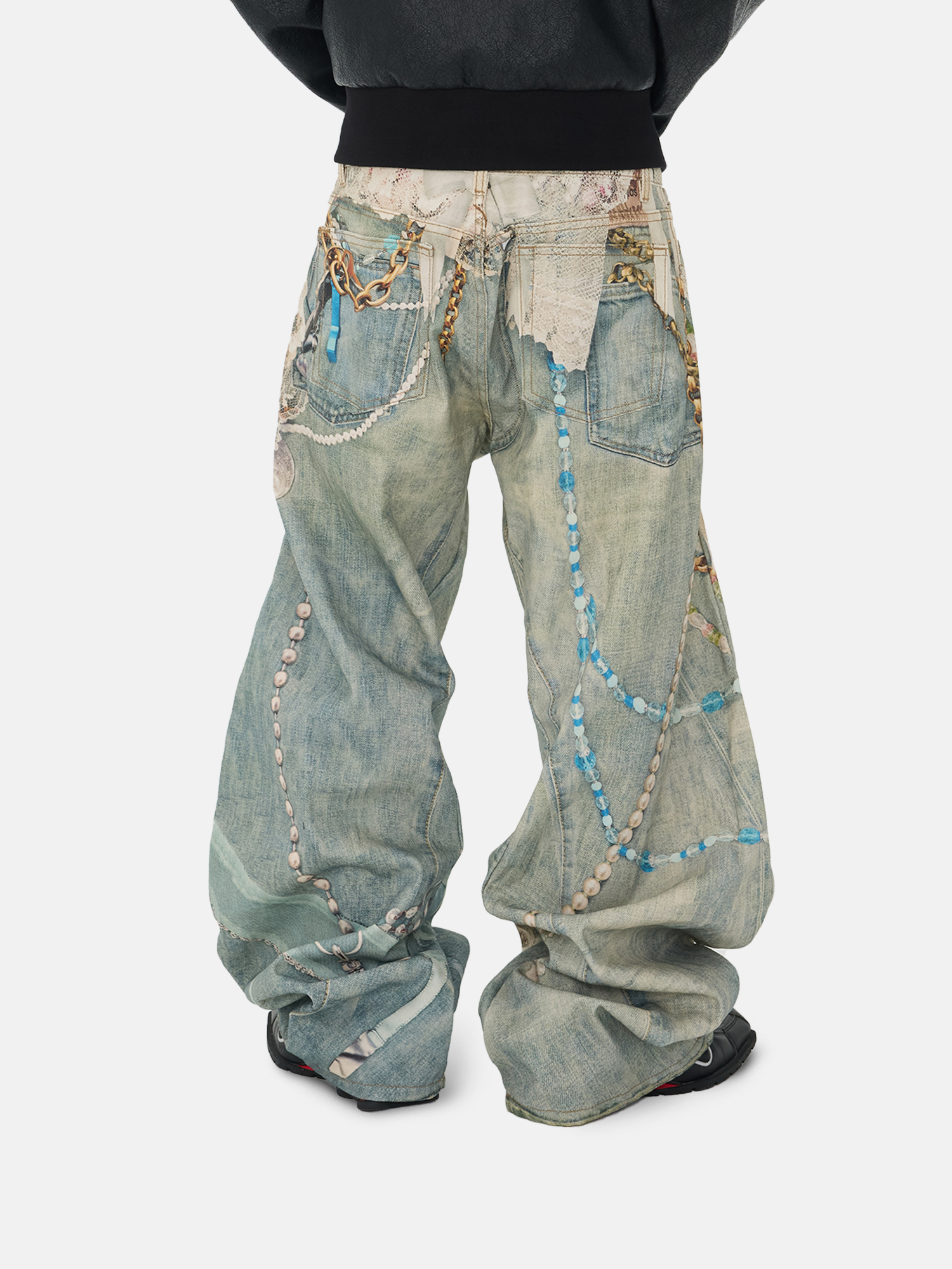 Pearl Print Wide-Leg Pants