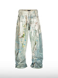 Wijde broek met parelprint