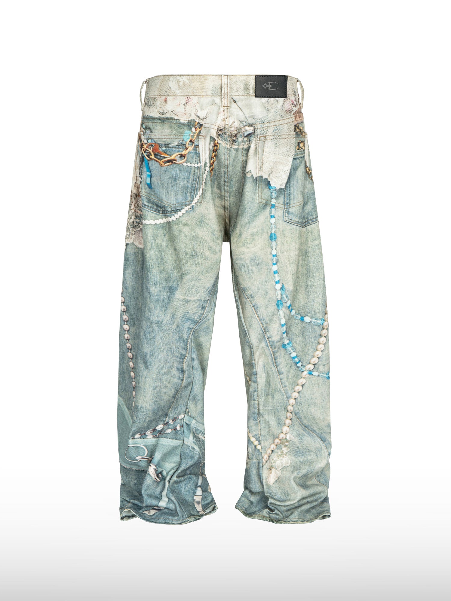 Wijde broek met parelprint