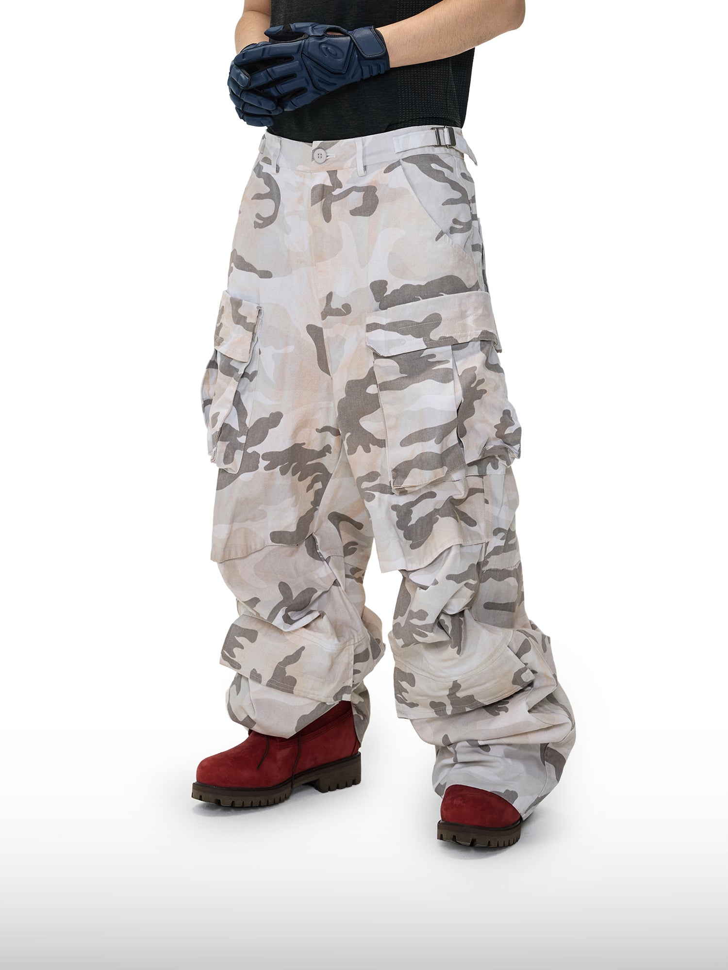 Zandkleurige camo-cargobroek