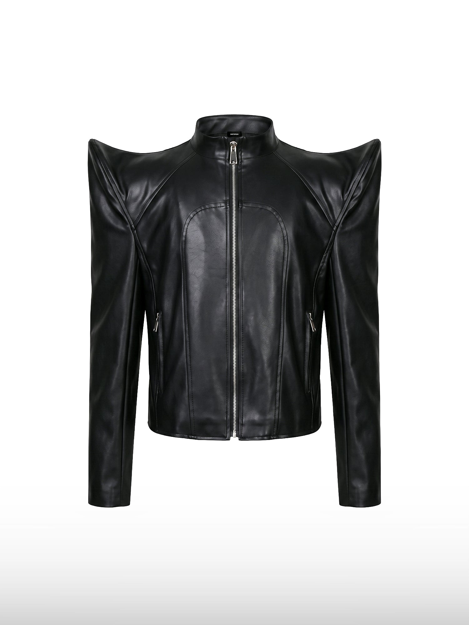 Sculpted Peak Leather Jacket