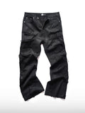 Slashed Waxed Flare Jeans