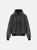 Tvättad zip-hoodie