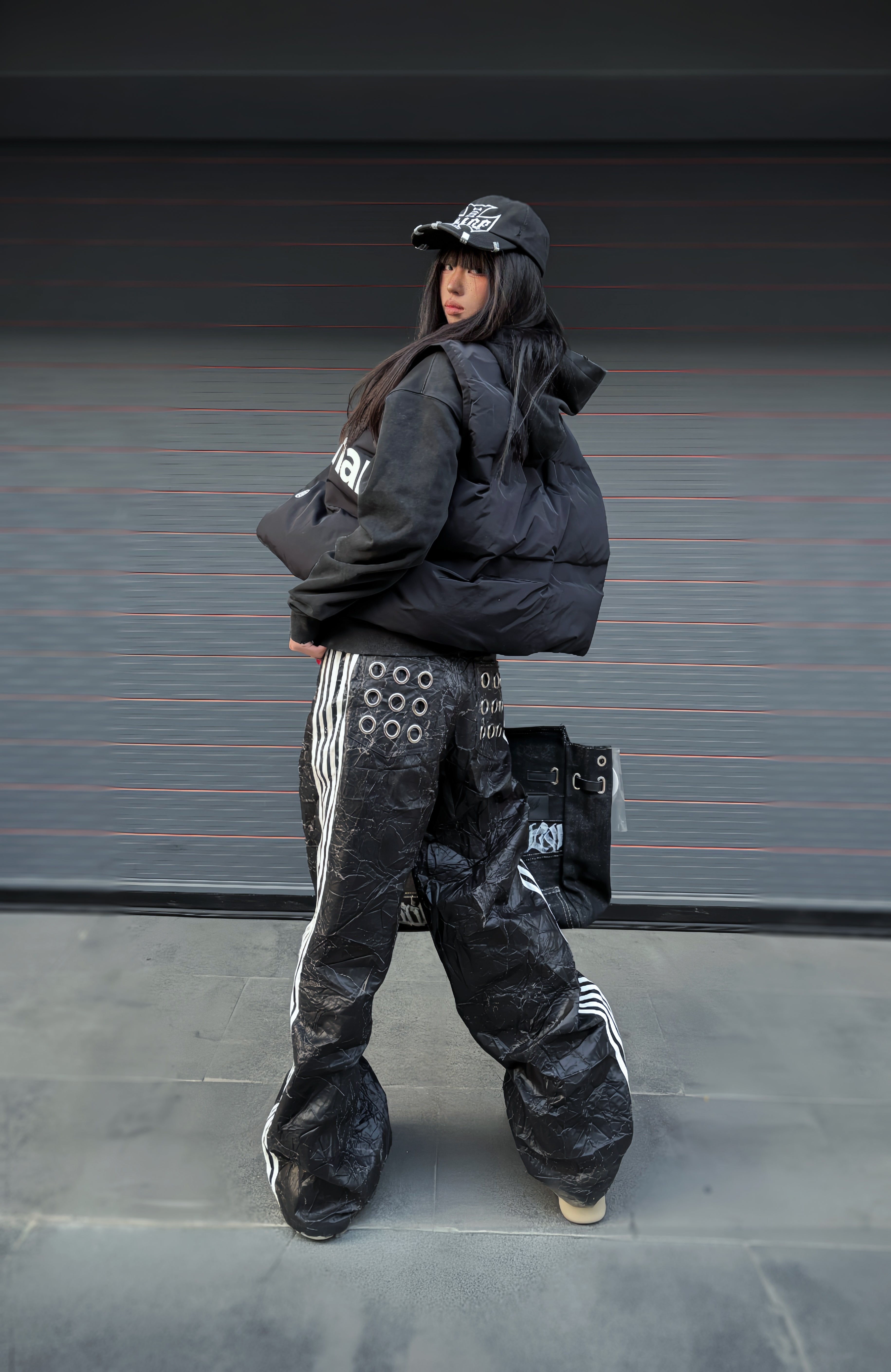 블랙 주름 바지