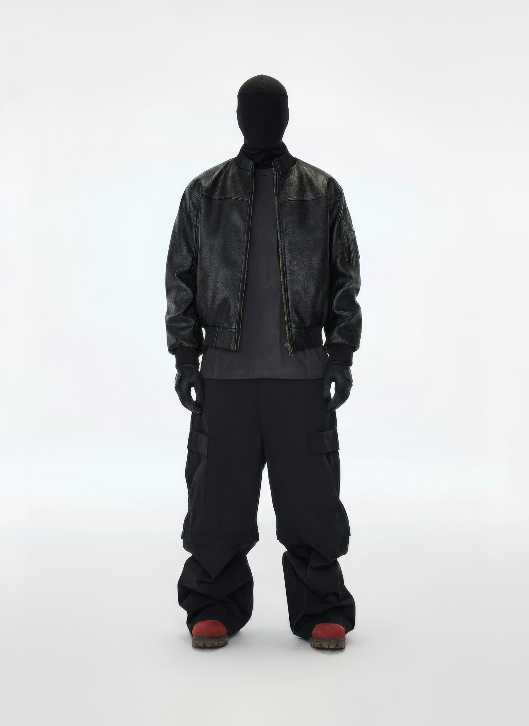 Bomber de cuero sintético arrugado estilo moto